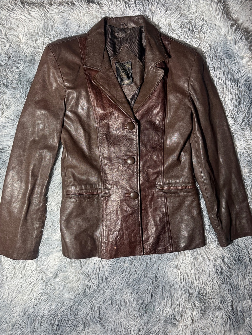 Women's Two-Tone Brown Leather Blazer Jacket. 🚨Limited liquidation🚨